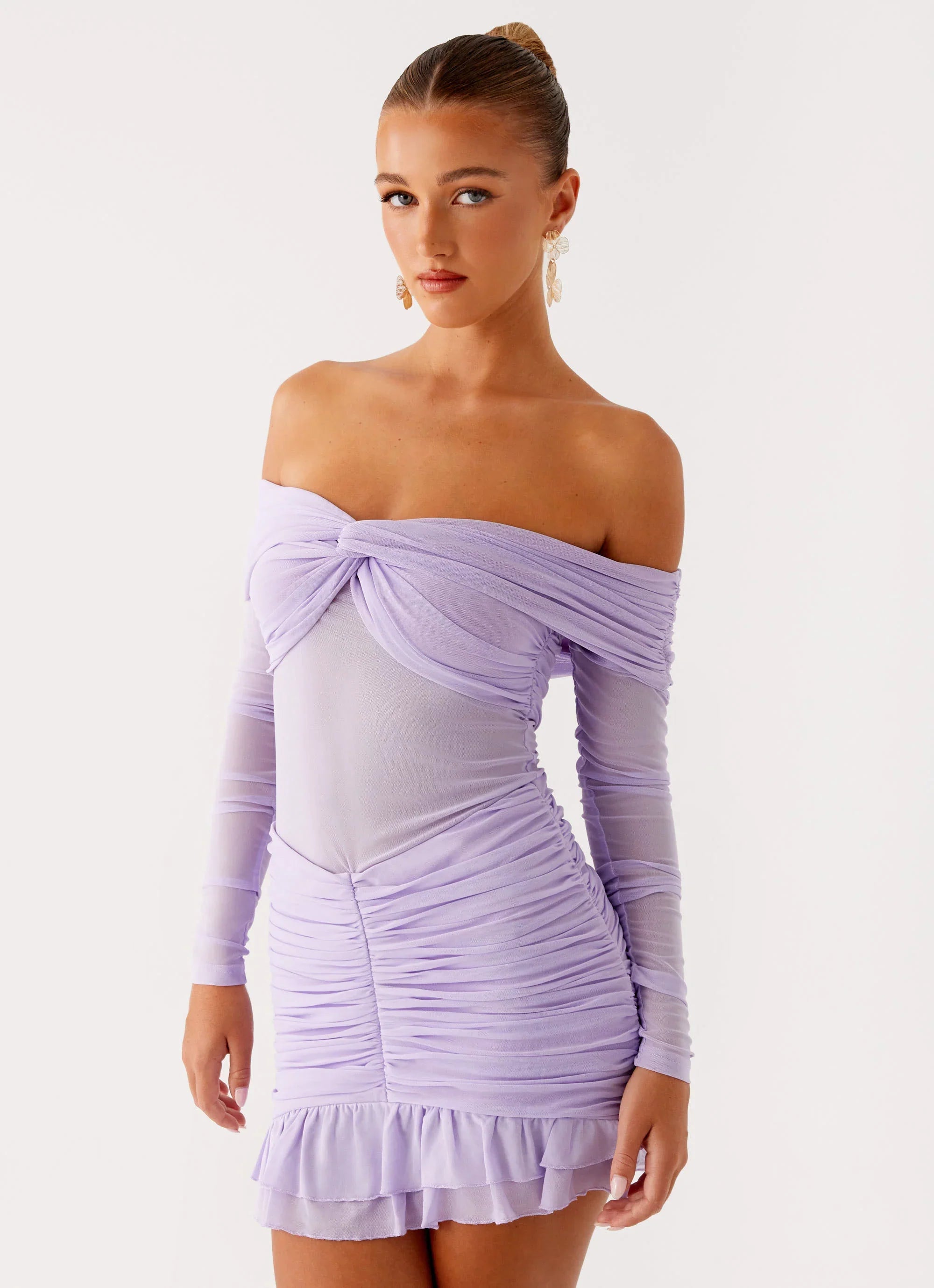Tiff Long Sleeve Mini Dress - Lilac