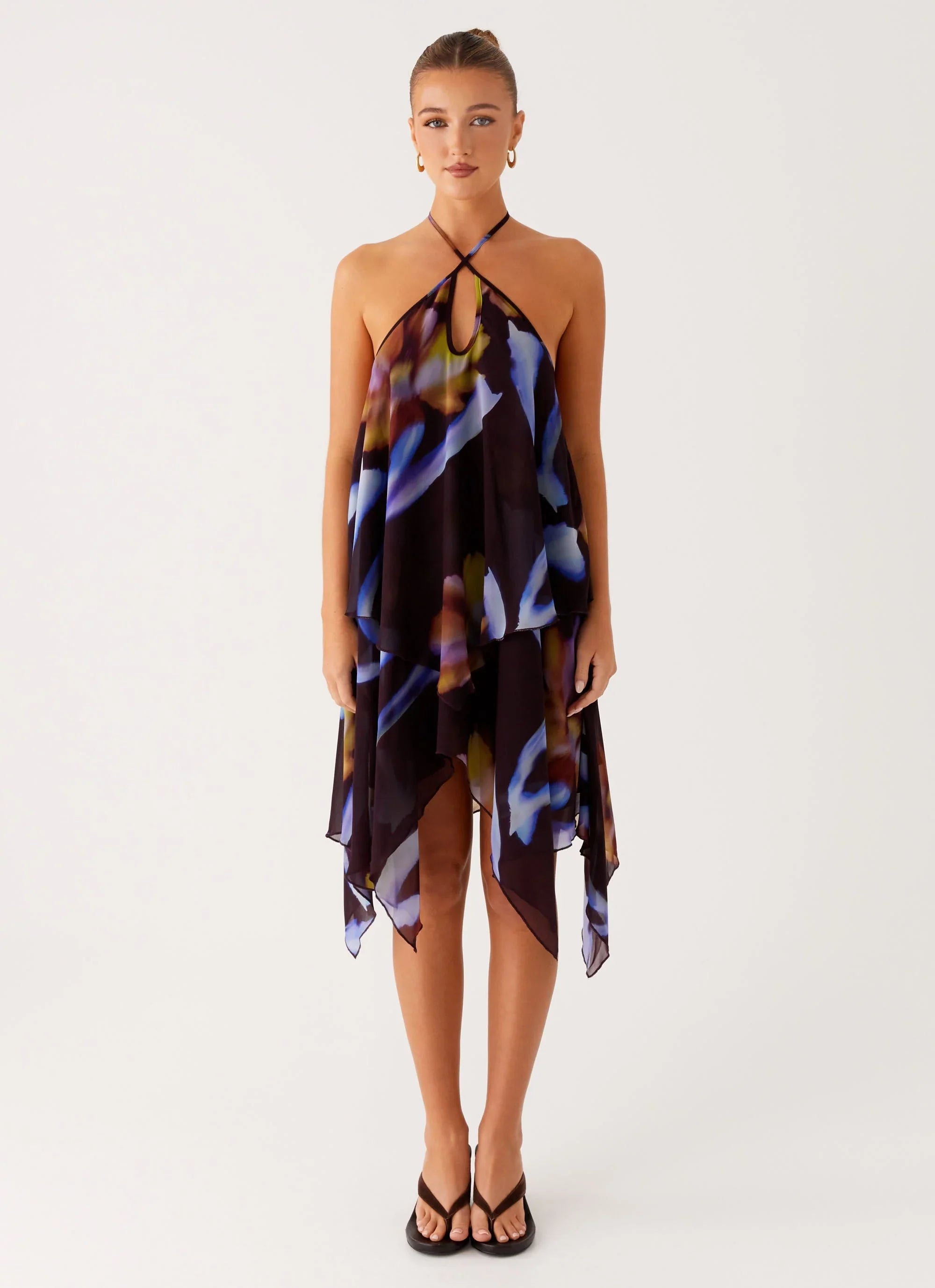 Verbena Midi Dress - Dark Floral