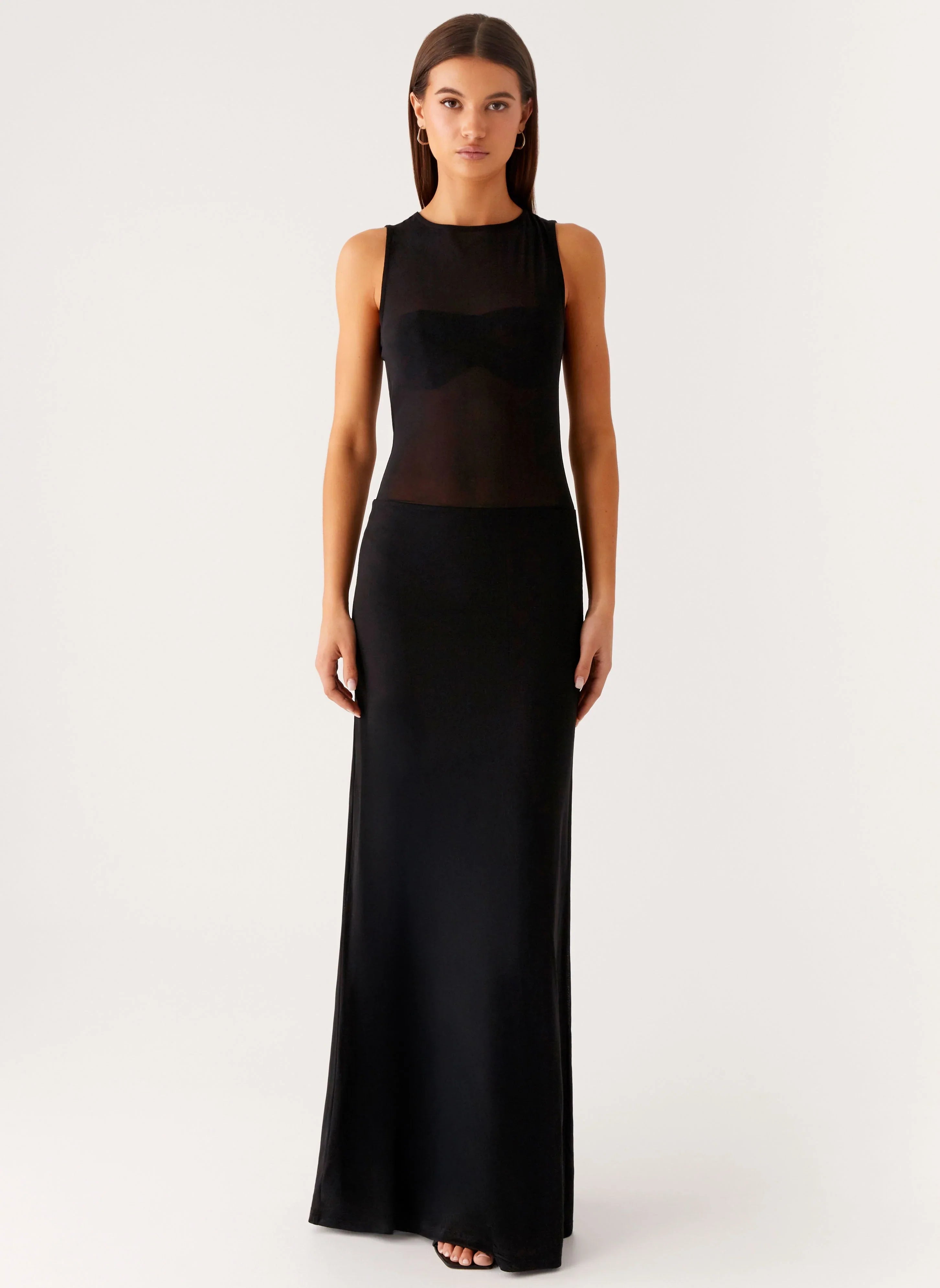 lyria Mesh Maxi Dress - Black